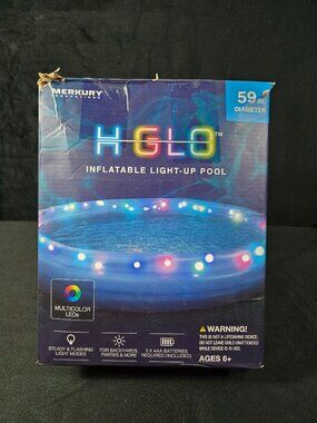 Merkury H2GLO 59" Inflatable LED Light-Up Pool Multicolor NIB